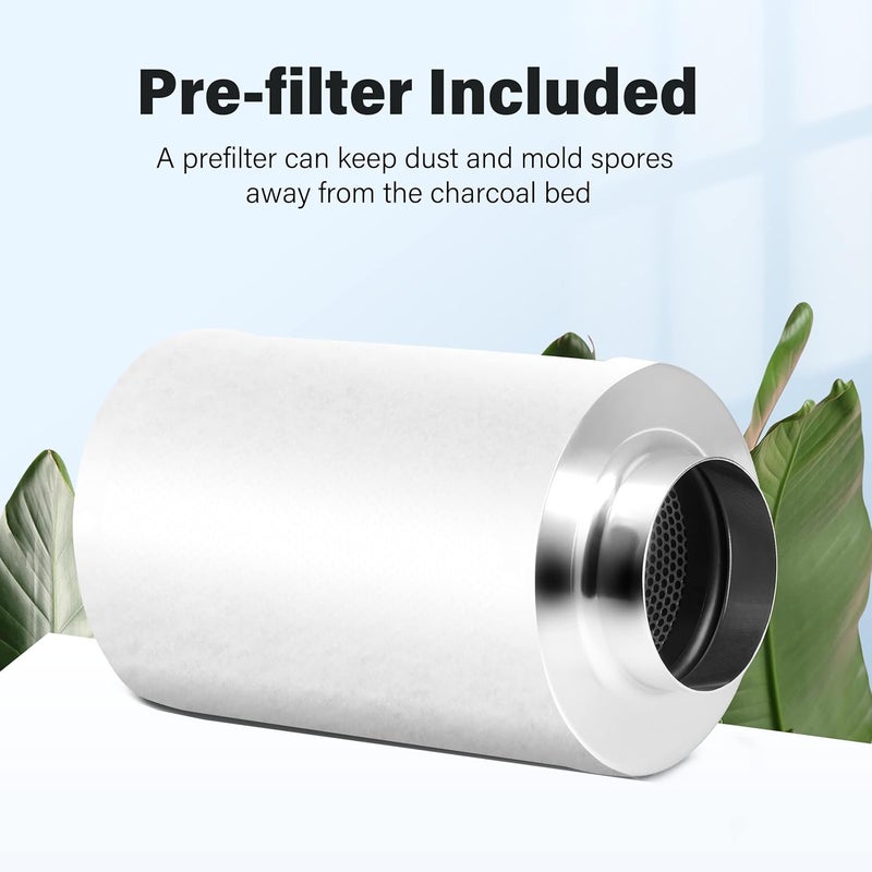 iPower 4 Inch Air Carbon Filter Smellines Control with Premium Australia Activated Charcoal, Reversible Flange for Inline Fan, Indoor Grow Tent, Hydroponics, Prefilter Included, Silver - Image 3